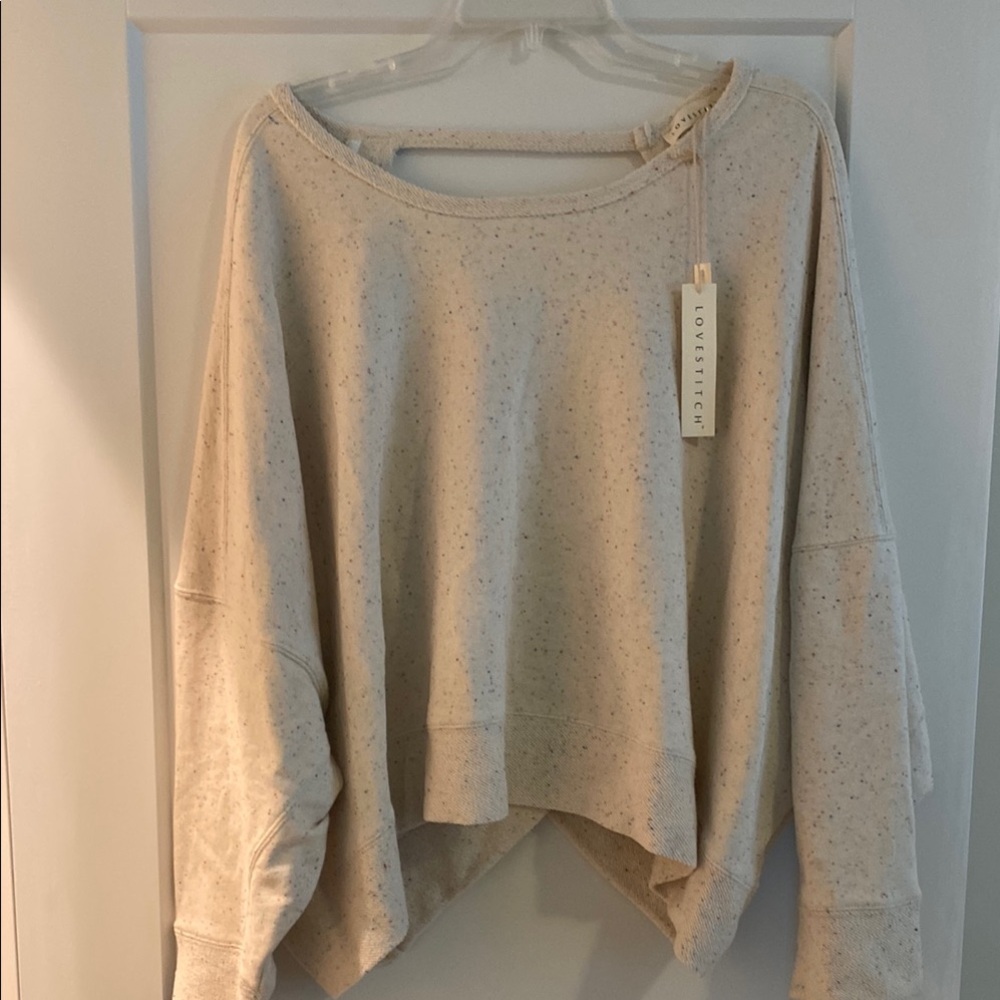 Love Stitch Beige Speckled Pullover